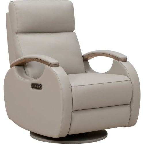 Pratt Triple Power Swivel Glider Recliner in Gable Dove Gray Leather