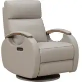 Pratt Triple Power Swivel Glider Recliner in Gable Dove Gray Leather