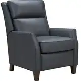 Pryce Push Thru the Arms Recliner in Santa Fe Ocean Blue Top Grain Leather