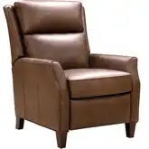 Pryce Push Thru the Arms Recliner in Oasis Walnut Brown Top Grain Leather