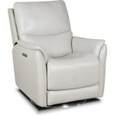 Salem Power Swivel Layflat Recliner with Power Head Rest & Lumbar in Ivory Leather