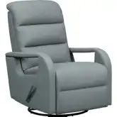 Sandhill Swivel Glider Recliner in Troy Spa Blue Top Grain Leather