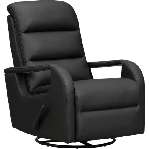 Sandhill Swivel Glider Recliner in Troy Onyx Top Grain Leather