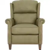Shasta Manual Recliner in Olive Green Top Grain Leather