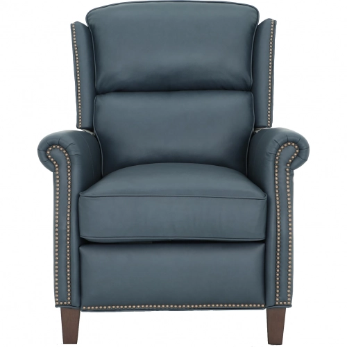 Shasta Manual Recliner in Ocean Blue Top Grain Leather