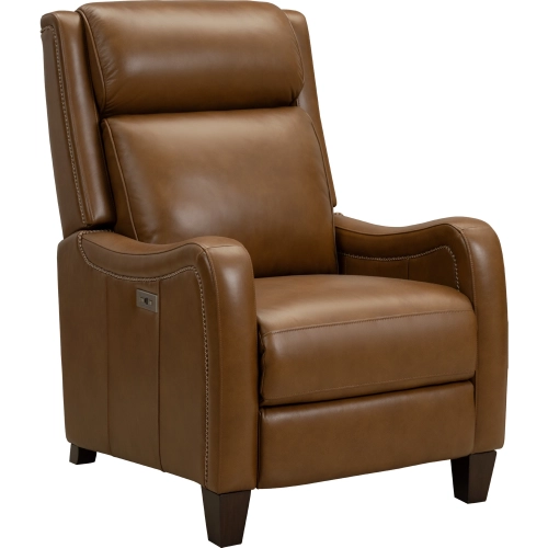 Taylor Power Recliner with Power Head Rest in Elwood Saddle Brown Leather