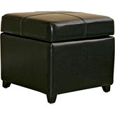 Black Leather Storage Cube Ottoman