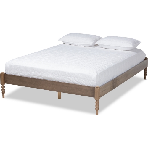 Cielle Full Platform Bed Frame in Weathered Gray Oak Finish