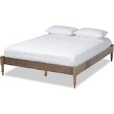 Cielle Full Platform Bed Frame in Weathered Gray Oak Finish