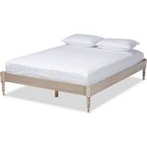 Cielle Queen Platform Bed Frame in Antique White Wood