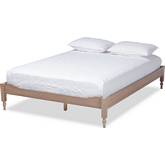 Laure Full Platform Bed Frame in Antique Oak Finish Wood