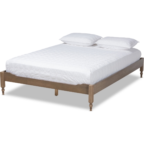 Laure Queen Platform Bed in Weathered Gray Wood Frame
