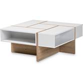 Rasa Coffee Table in White & Oak Finish Wood