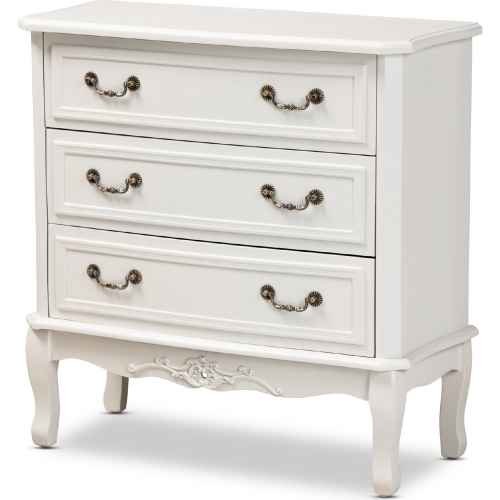 Gabrielle 3 Drawer Storage Cabinet in White Wood