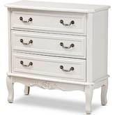 Gabrielle 3 Drawer Storage Cabinet in White Wood