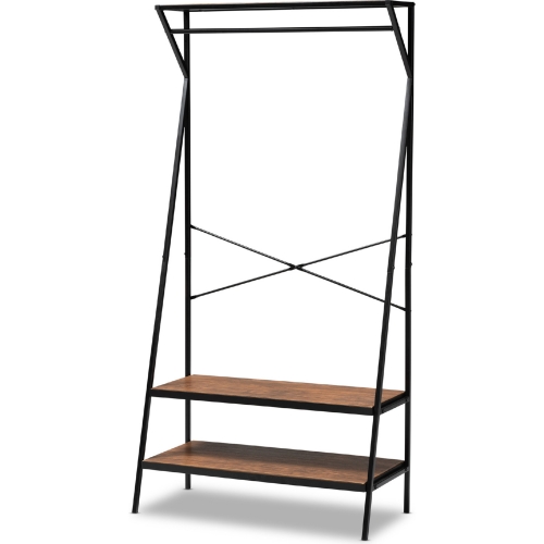 Laima Coat Rack in Distressed Wood & Black Metal