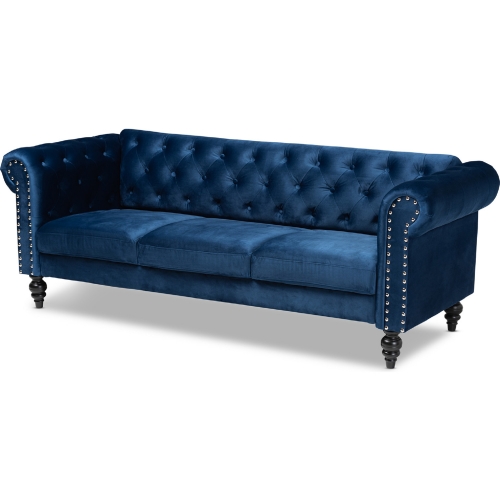 Emma Chesterfield Sofa in Tufted Navy Blue Velvet