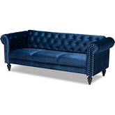 Emma Chesterfield Sofa in Tufted Navy Blue Velvet