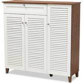 Coolidge 11 Shelf Shoe Storage Cabinet with Drawer in Walnut Finish