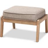 Sigrid Ottoman in Gray Fabric & Oak Finish