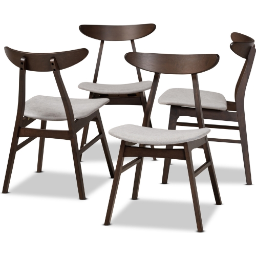 Britte Dining Chair in Light Gray Fabric &amp; Dark Oak Brown &#40;Set of 4&#41;