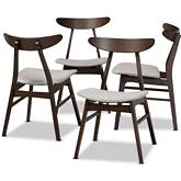 Britte Dining Chair in Light Gray Fabric & Dark Oak Brown (Set of 4)