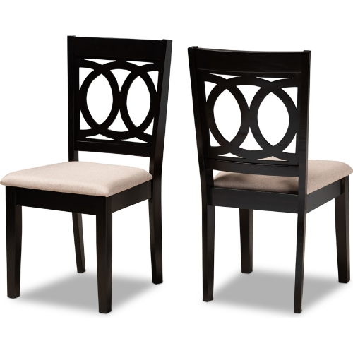 Lenoir Dining Chair in Sand Fabric & Espresso Finish (Set of 2)