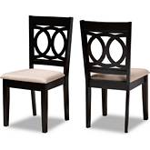 Lenoir Dining Chair in Sand Fabric & Espresso Finish (Set of 2)