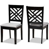 Caron Dining Chair in Gray Fabric & Espresso Brown (Set of 2)