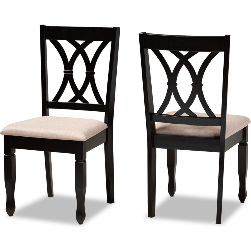 Renaud Dining Chair in Sand Brown Fabric & Espresso (Set of 2)