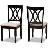 Renaud Dining Chair in Sand Brown Fabric & Espresso (Set of 2)