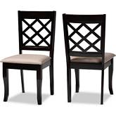 Verner Dining Chair in Sand Fabric & Dark Wood (Set of 2)