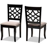 Mael Dining Chair in Sand Fabric & Espresso Wood (Set of 2)