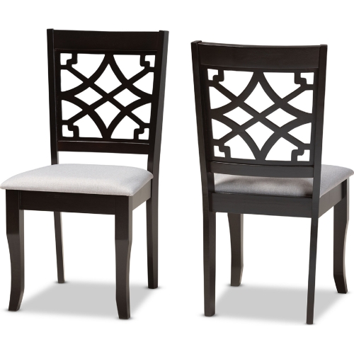 Mael Dining Chair in Gray Fabric & Dark Wood (Set of 2)