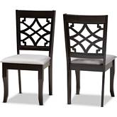 Mael Dining Chair in Gray Fabric & Dark Wood (Set of 2)