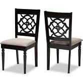 Renaud Dining Chair in Sand Fabric & Espresso (Set of 2)