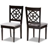 Renaud Dining Chair in Gray Fabric & Dark Wood (Set of 2)