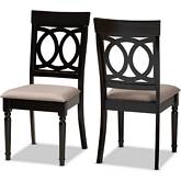 Lucie Dining Chair in Sand Fabric & Espresso Wood (Set of 2)