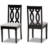 Cherese Dining Chair in Gray Fabric & Dark Brown Wood (Set of 2)