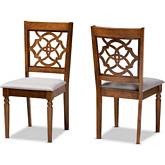 Renaud Dining Chair in Gray Fabric & Walnut Finish (Set of 2)