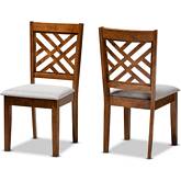 Caron Dining Chair in Gray Fabric & Walnut Brown (Set of 2)