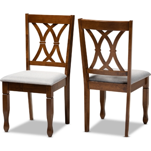 Augustine Dining Chair Gray Fabric & Walnut Brown Finish (Set of 2)