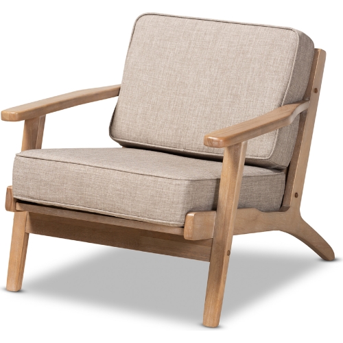 Sigrid Accent Chair in Gray Fabric & Oak Finish