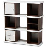 Rune 2 Drawer Bookcase in White & Walnut Finish Wood