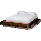 Arthur King Storage Platform Bed in Ash Walnut Brown Wood