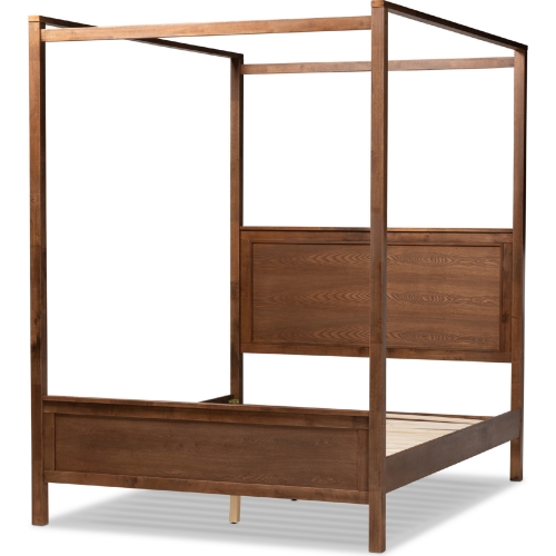 Veronica King Platform Canopy Bed in Walnut Finish Wood