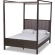Natasha King Platform Canopy Bed in Gray Fabric & Gray Oak Finish