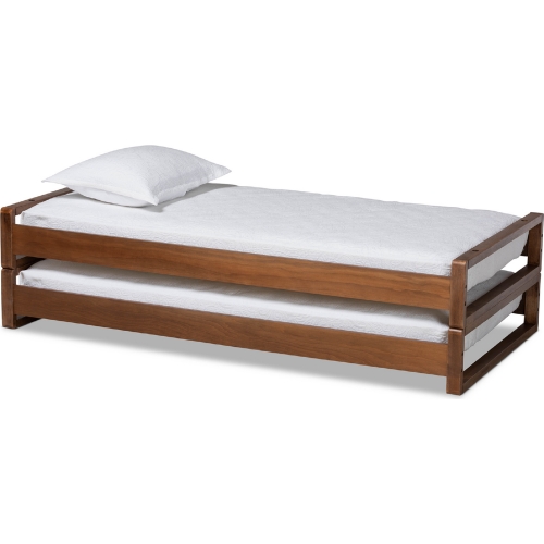 Klara Expandable Twin to King Bed Frame in Walnut Finish Wood
