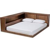 Erie Queen Platform Storage Bed with Outlet in Walnut Finish