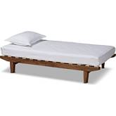 Hiro Expandable Twin to King Bed Frame in Walnut Finish Wood